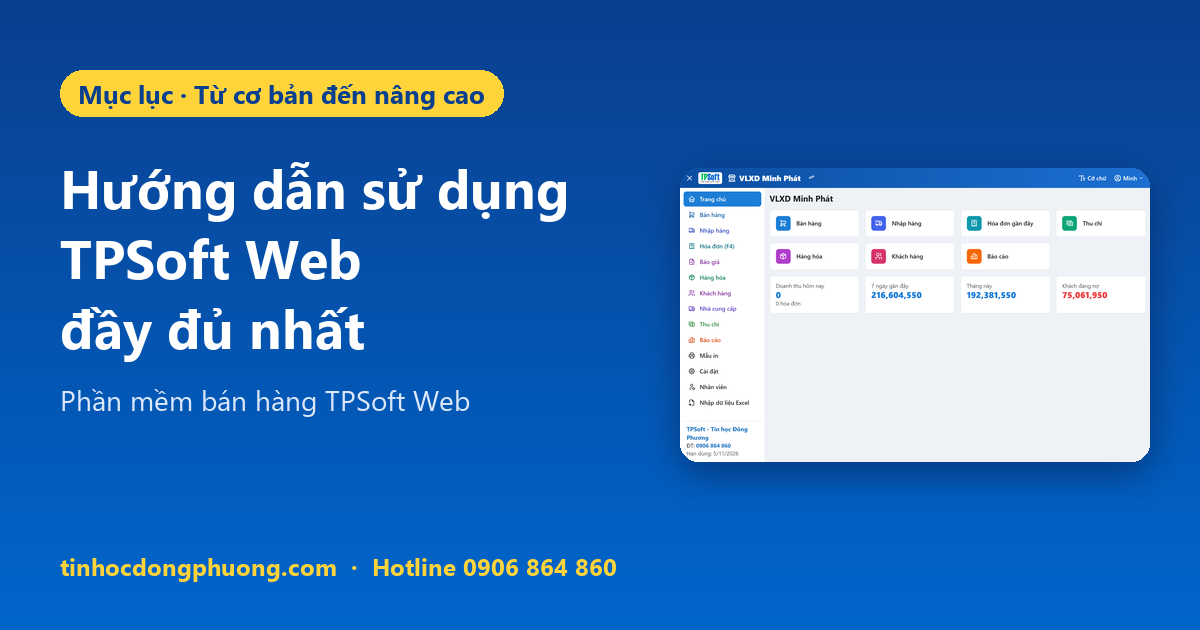 Hướng dẫn sử dụng phần mềm bán hàng TPSoft Web