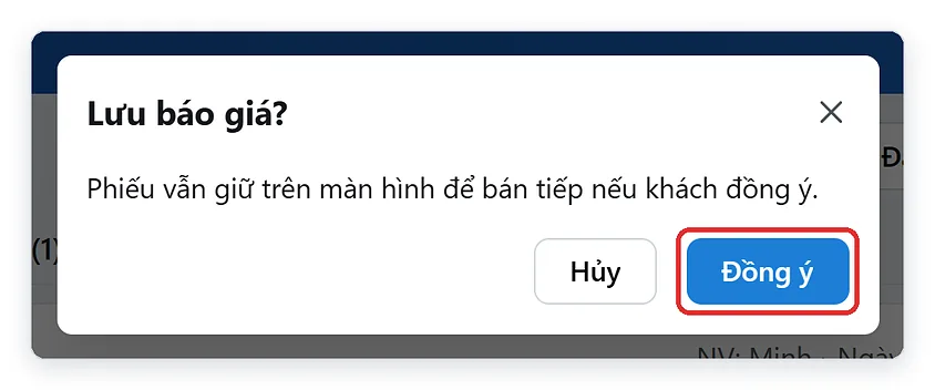 Lập báo giá bằng phím F1 trên màn hình bán hàng TPSoft Web