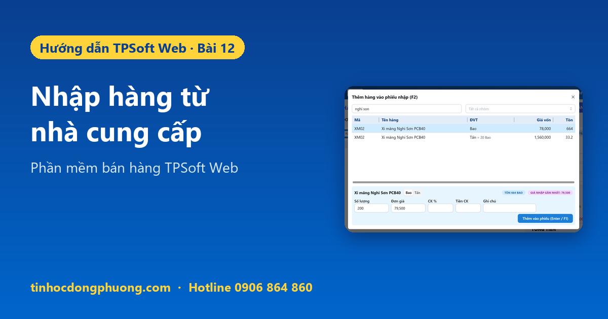 Nhập hàng từ nhà cung cấp trên TPSoft Web