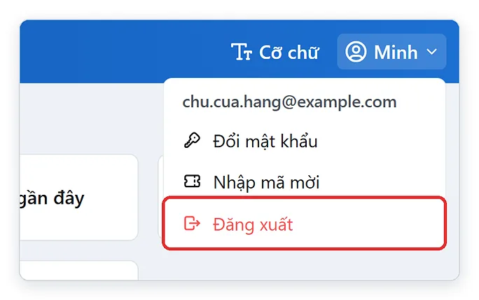 Đăng xuất khỏi phần mềm TPSoft Web