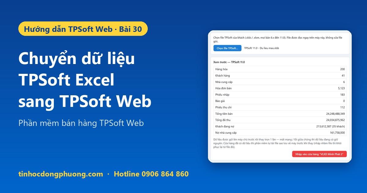 Chuyển dữ liệu từ TPSoft Excel sang TPSoft Web