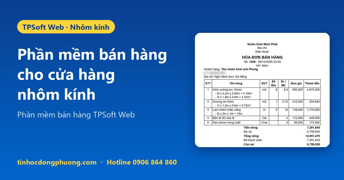 Phần mềm bán hàng nhôm kính TPSoft Web