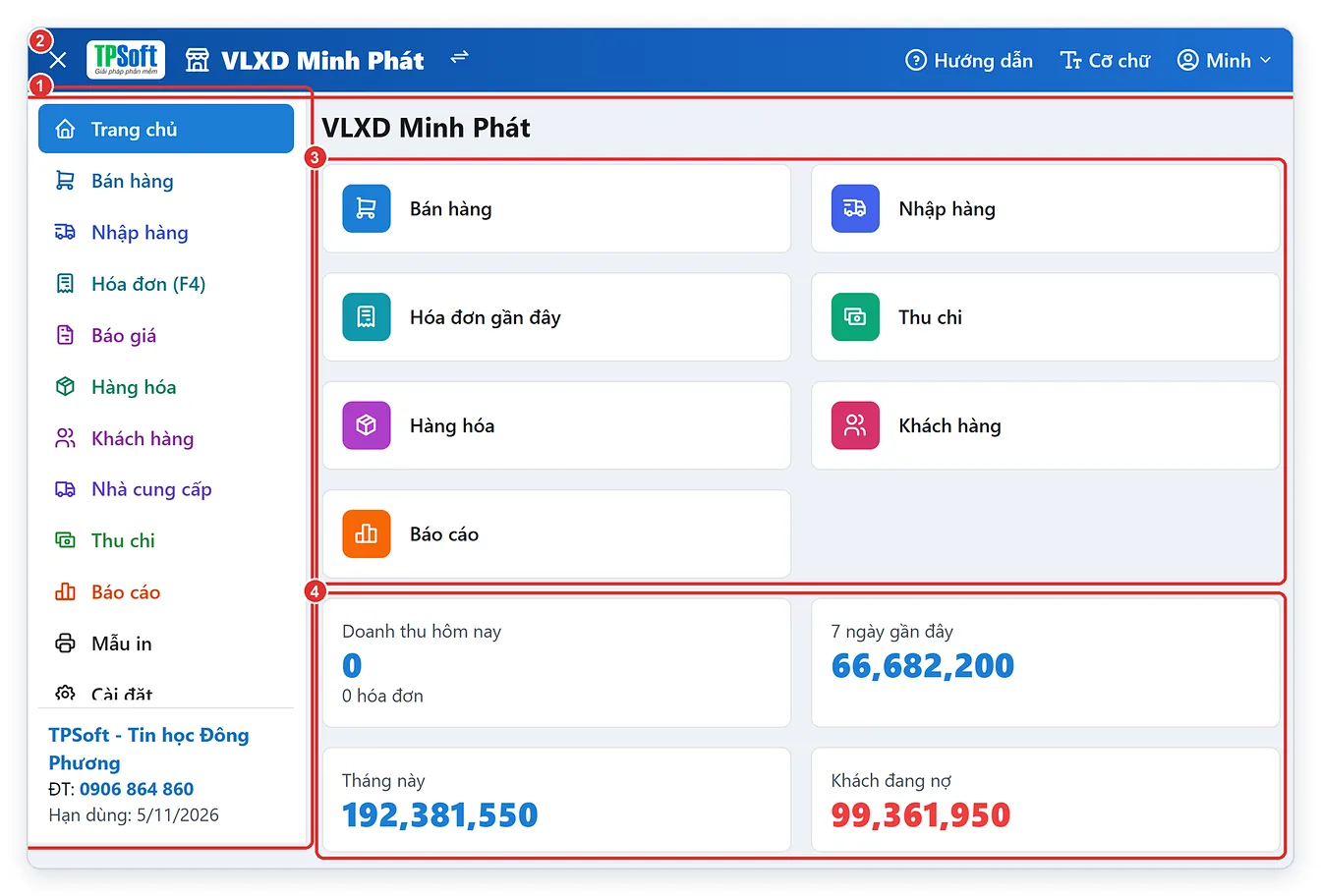 Trang chủ phần mềm bán hàng TPSoft Web