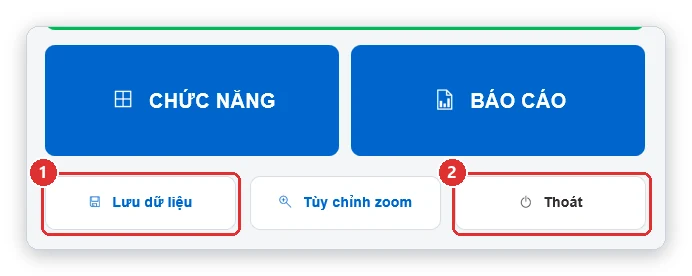 Nút lưu dữ liệu và thoát phần mềm
