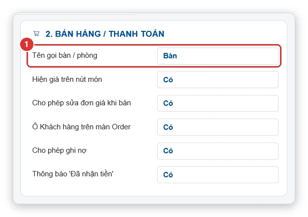 Đổi chữ Bàn thành Phòng trên phần mềm