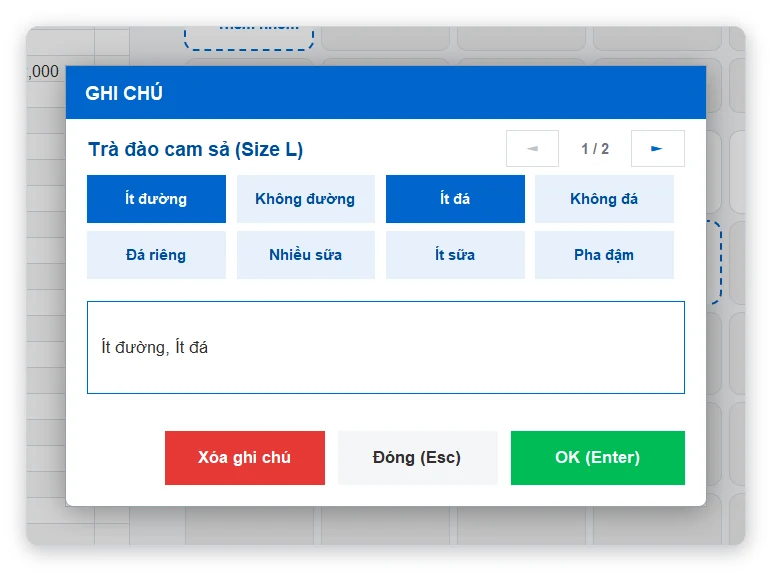 Thêm ghi chú cho món