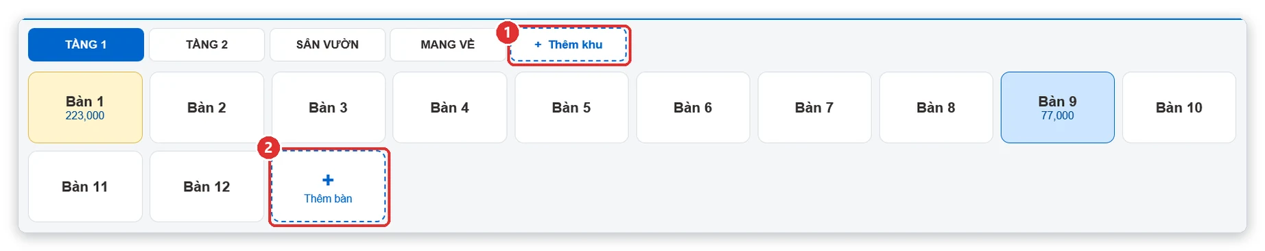 Thêm nhanh bàn trên sơ đồ bàn