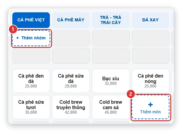 Thêm món nhanh trên màn hình gọi món