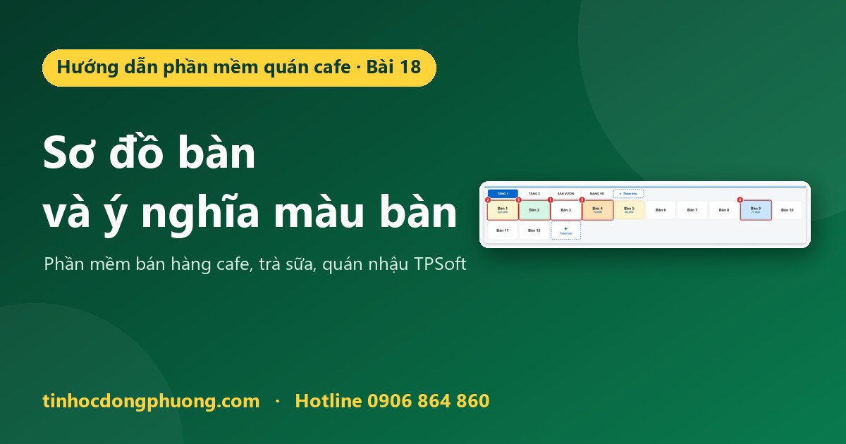 Màn hình sơ đồ bàn và ý nghĩa màu bàn trên phần mềm quán cafe TPSoft
