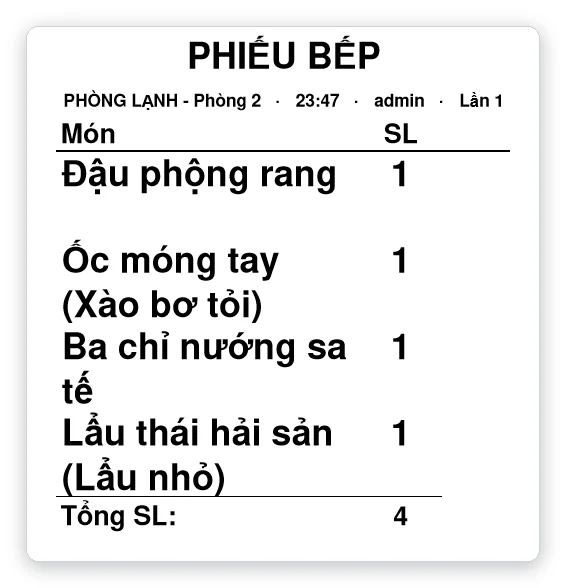 Phiếu bếp quán nhậu