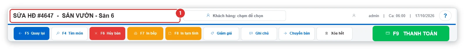 Màn hình sửa hóa đơn đã thanh toán