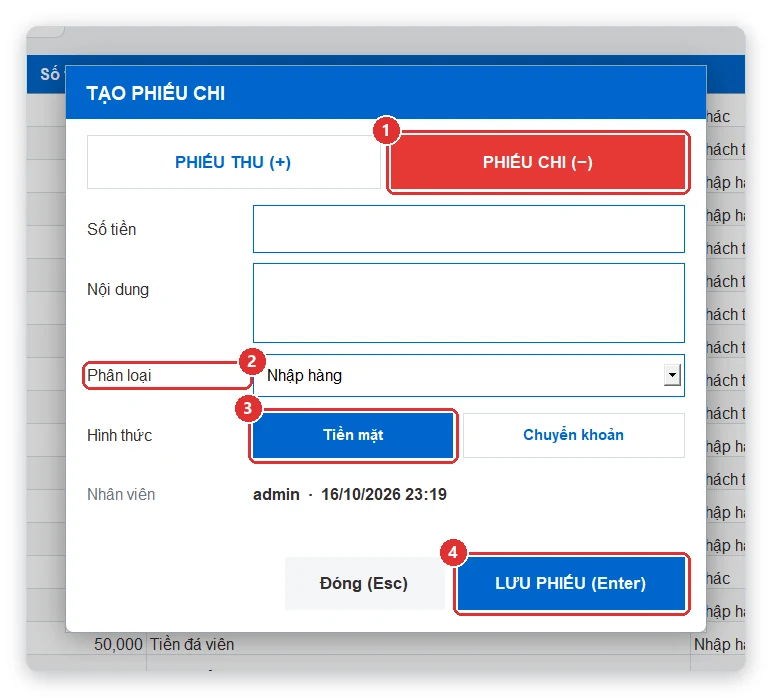 Lập phiếu chi nhập hàng