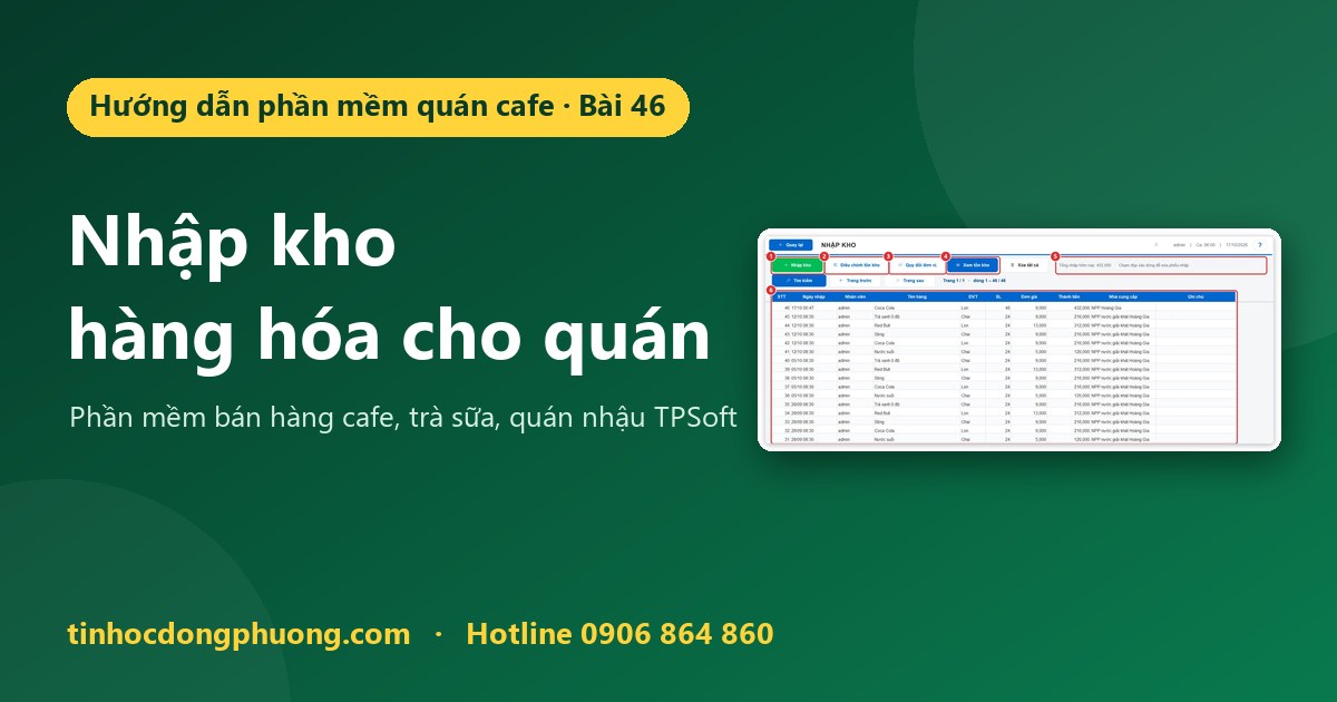 Nhập kho hàng hóa cho quán cafe, quán nhậu