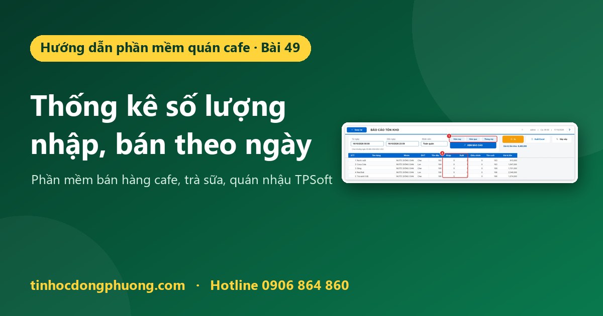 Thống kê số lượng hàng bán ra, nhập vào theo ngày