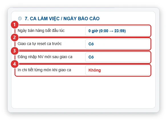 Cài đặt ca làm việc