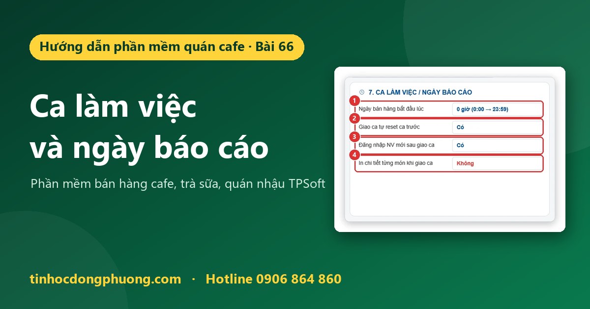 Cài đặt ca làm việc và ngày báo cáo