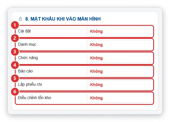 Mật khẩu khi vào màn hình