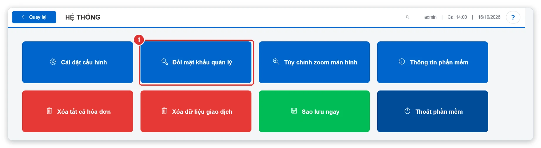 Nút đổi mật khẩu quản lý