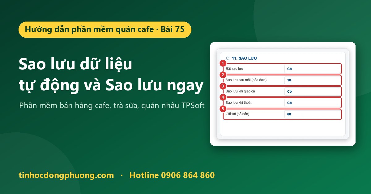 Sao lưu dữ liệu tự động và Sao lưu ngay