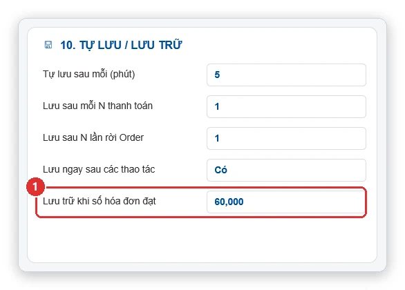 Cài đặt ngưỡng lưu trữ hóa đơn