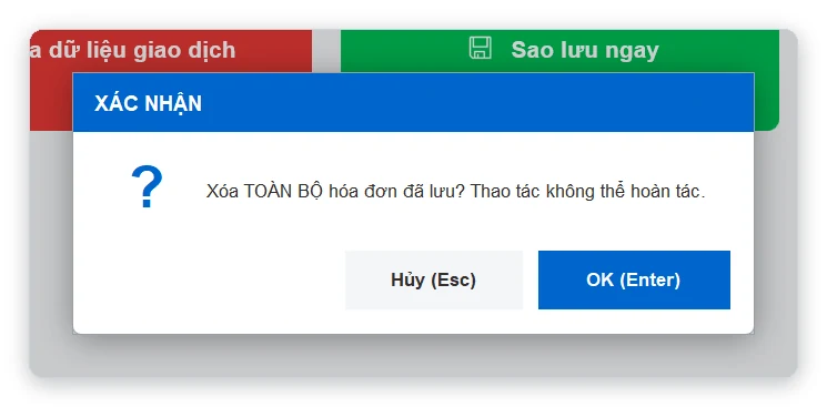 Xác nhận xóa tất cả hóa đơn