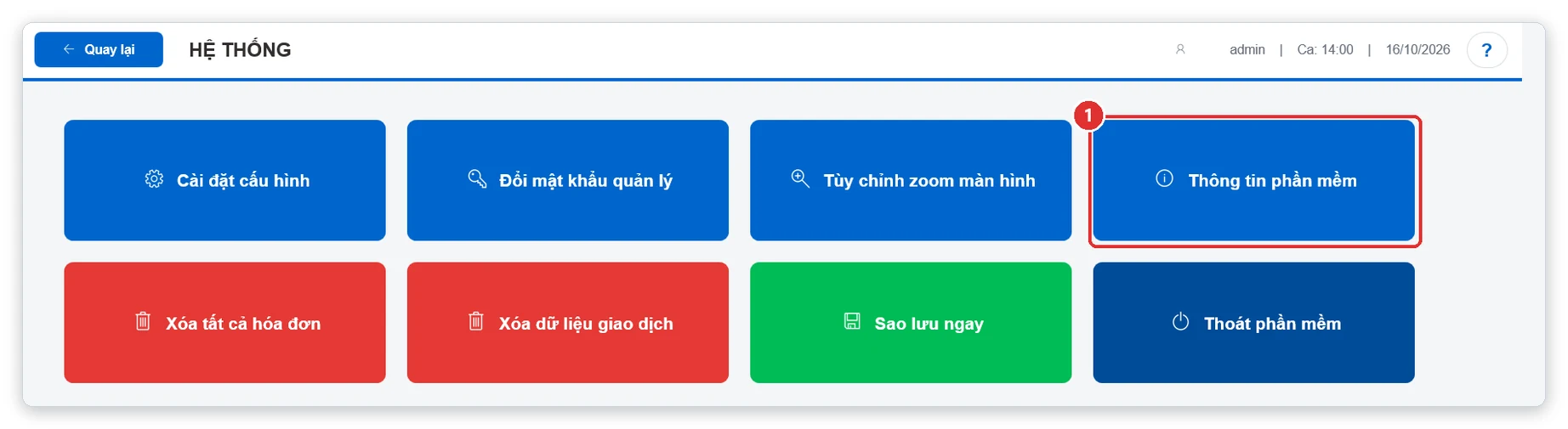 Nút thông tin phần mềm