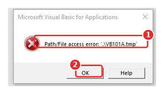 Lỗi Path/File access error: VB101A.tmp khi xuất Excel trong TPSoft