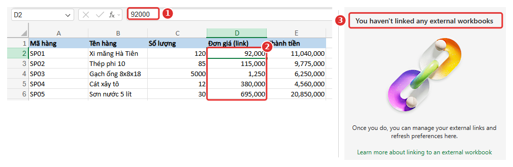 Xóa liên kết ngoài trong Excel bằng Break links