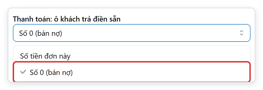 Cài đặt ô khách trả điền sẵn số 0 cho đại lý phân bón bán nợ theo vụ