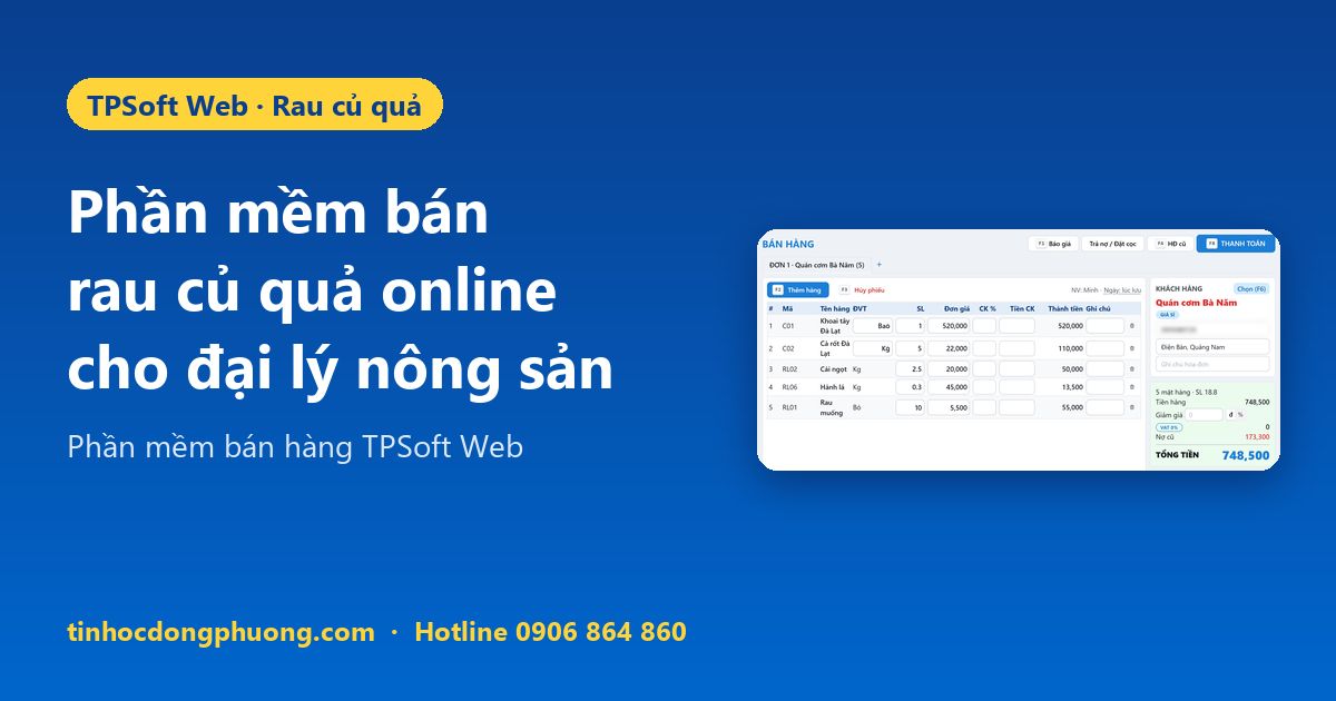 Phần mềm bán rau củ quả online TPSoft Web
