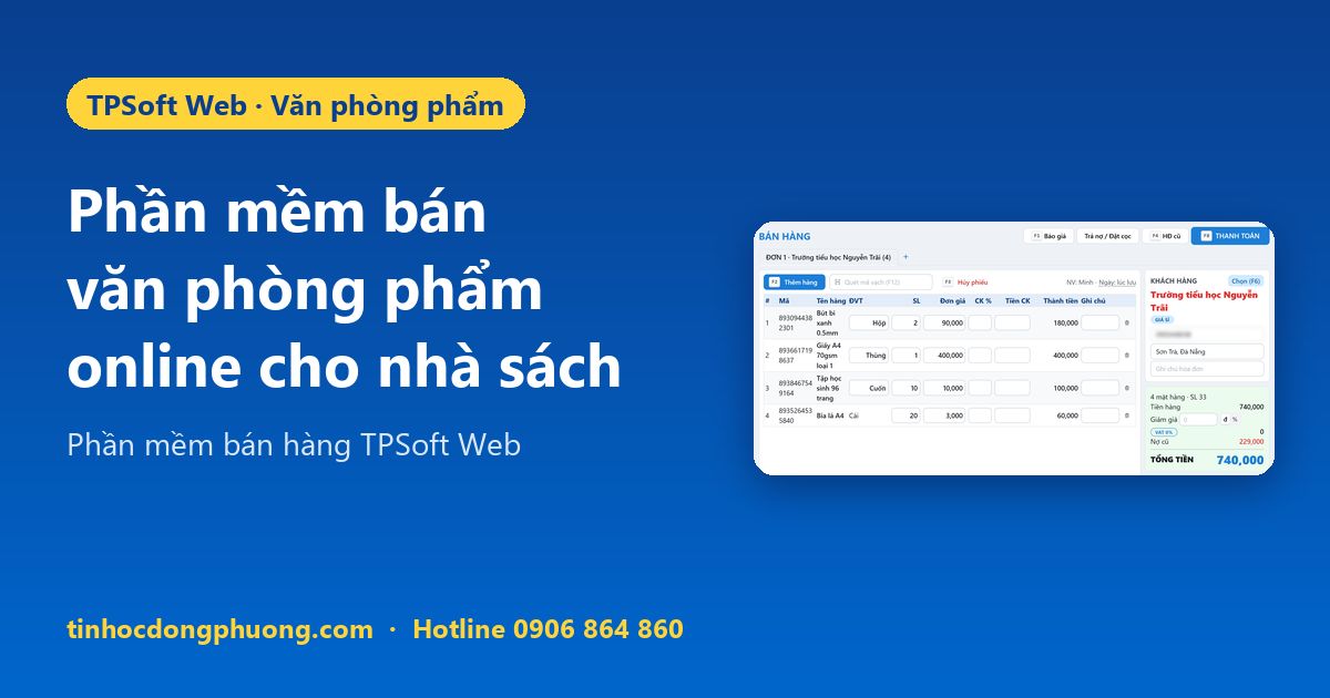 Phần mềm bán văn phòng phẩm online TPSoft Web