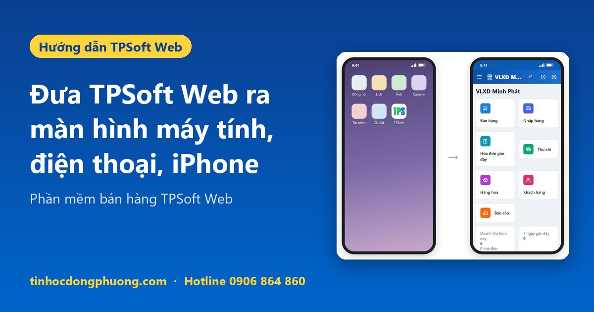 Cách đưa trang web ra màn hình desktop, iPhone: TPSoft Web