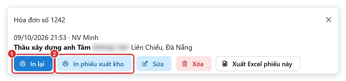 In lại hóa đơn cũ và in phiếu xuất kho trên TPSoft Web